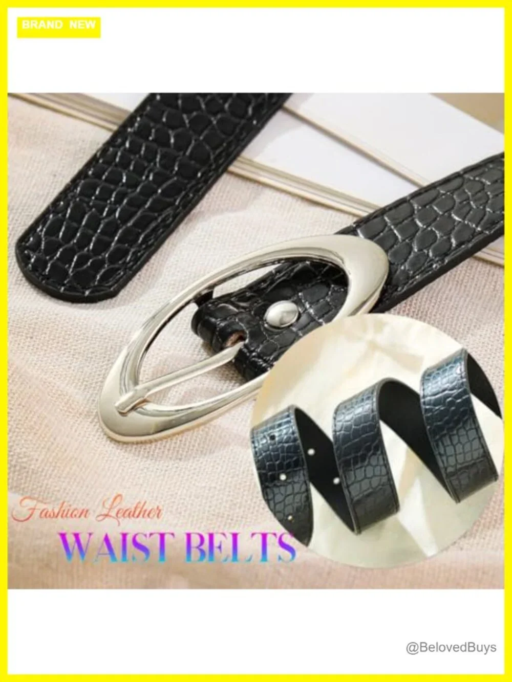 Vintage Black Waist Belt Crocodile Pattern PU Leather Y2K Belt for Women